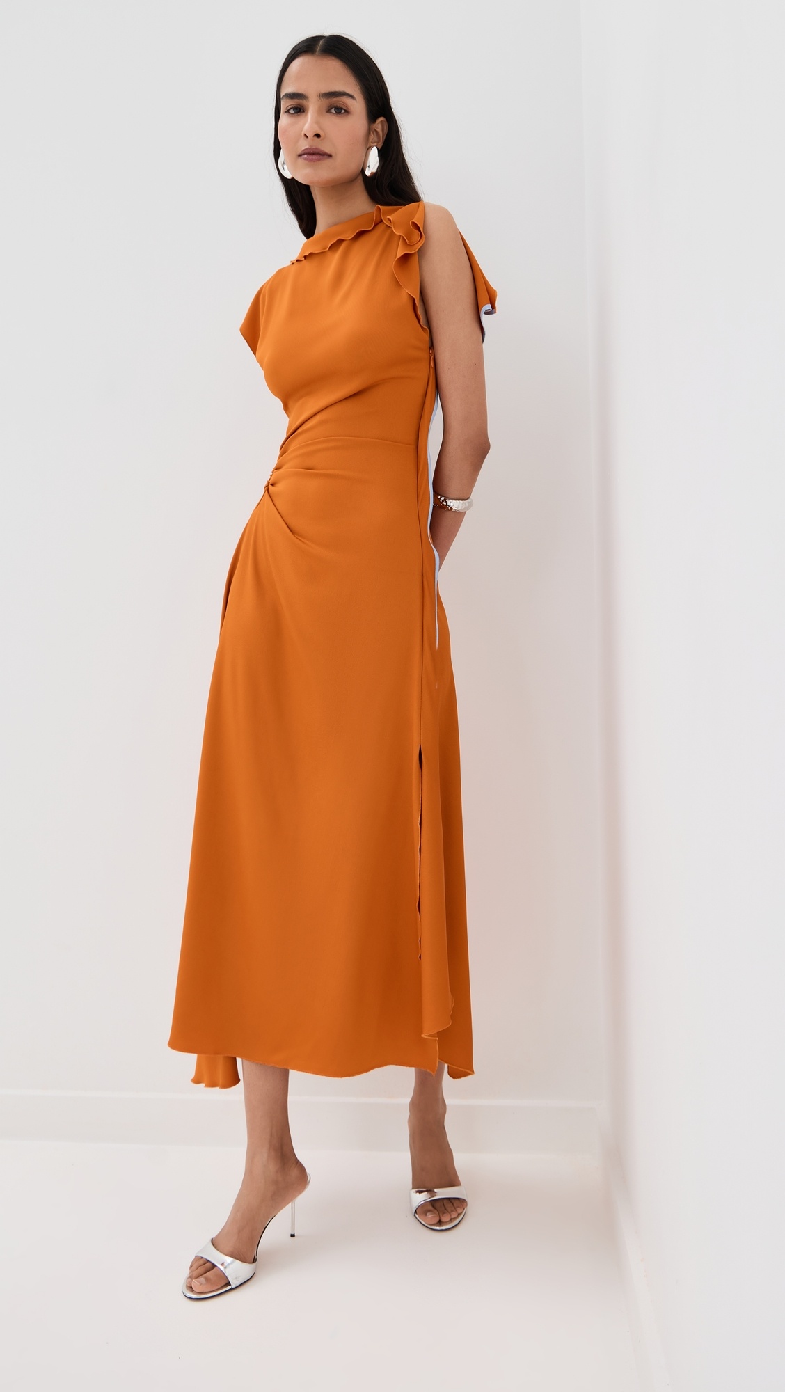 Drape Sleeve Midi Dress - 4