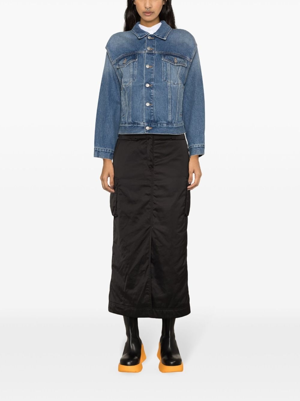 MM6 Maison Margiela logo-buttons armhole denim jacket | farfetch ...