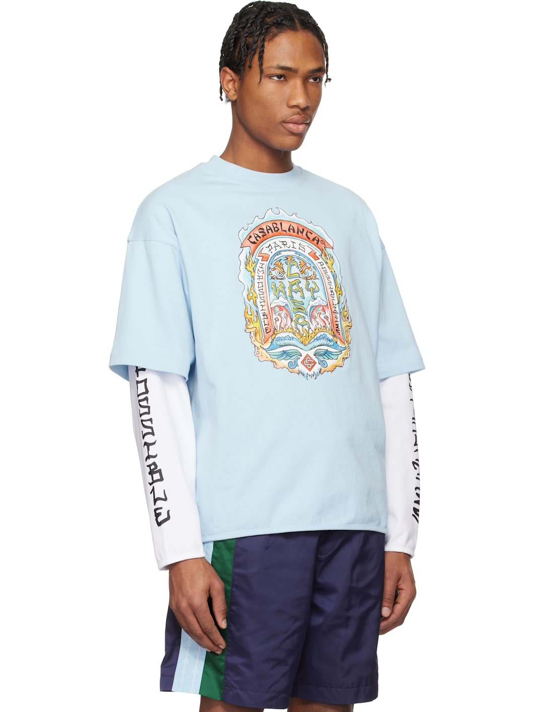 Blue 'Casa Way' Skate Double Layer T-shirt - 2