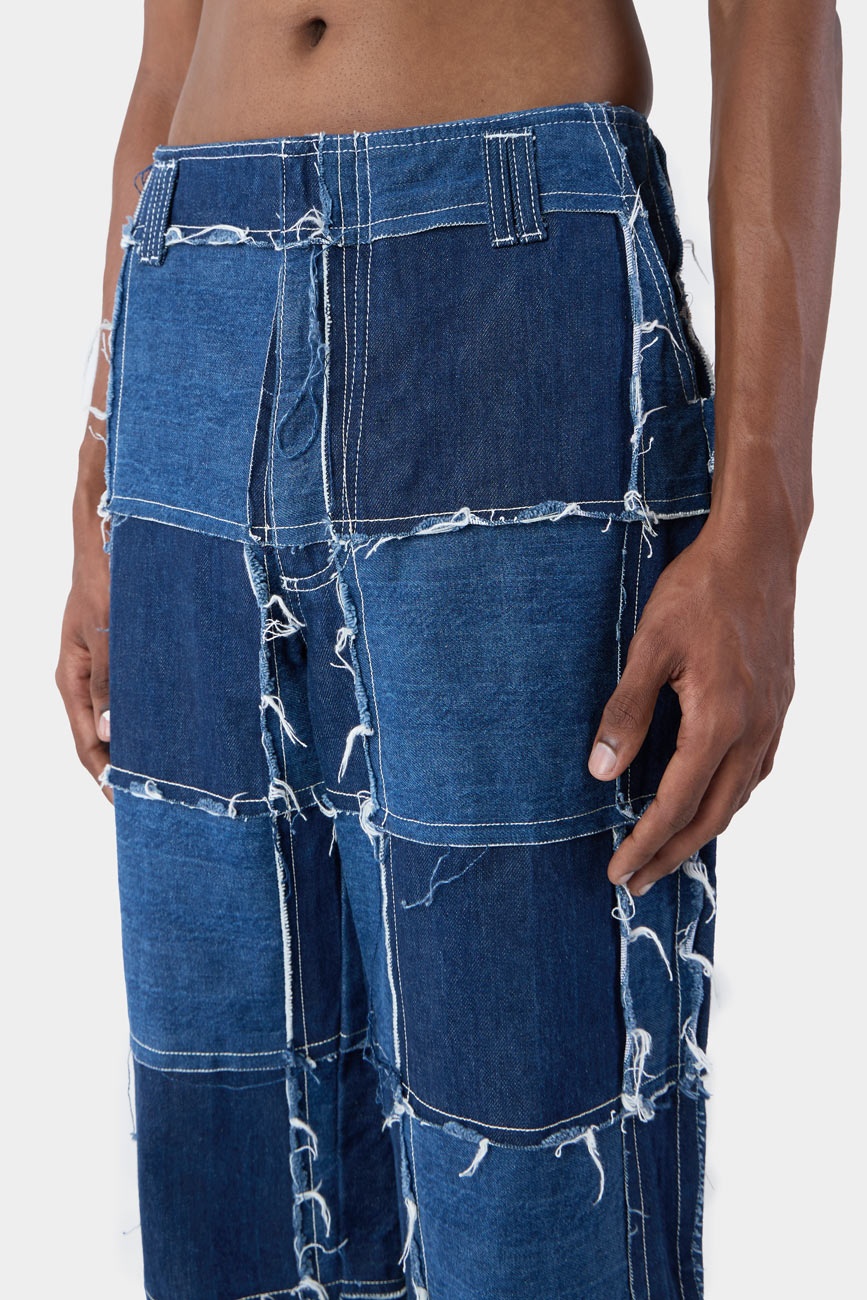 PATCHWORK STRAIGHT PANTS / denim - 8