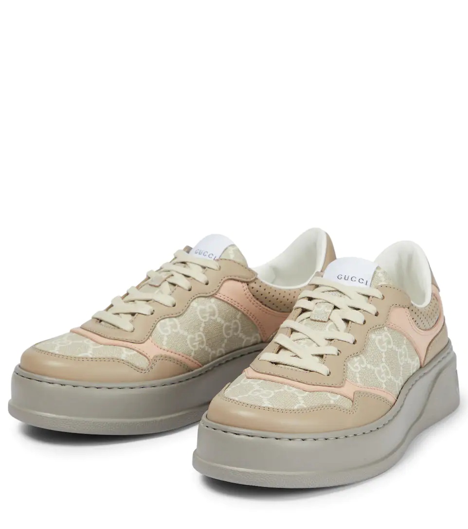 GG leather-trimmed sneakers - 5