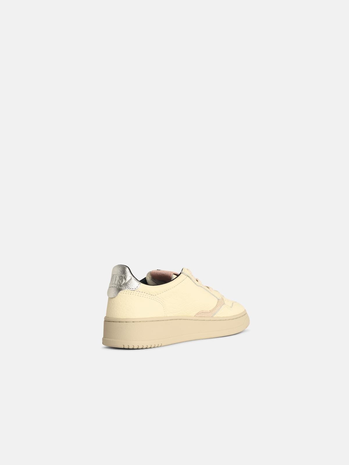'MEDALIST LOW' SILVER AND POWDER LEATHER SNEAKERS - 3