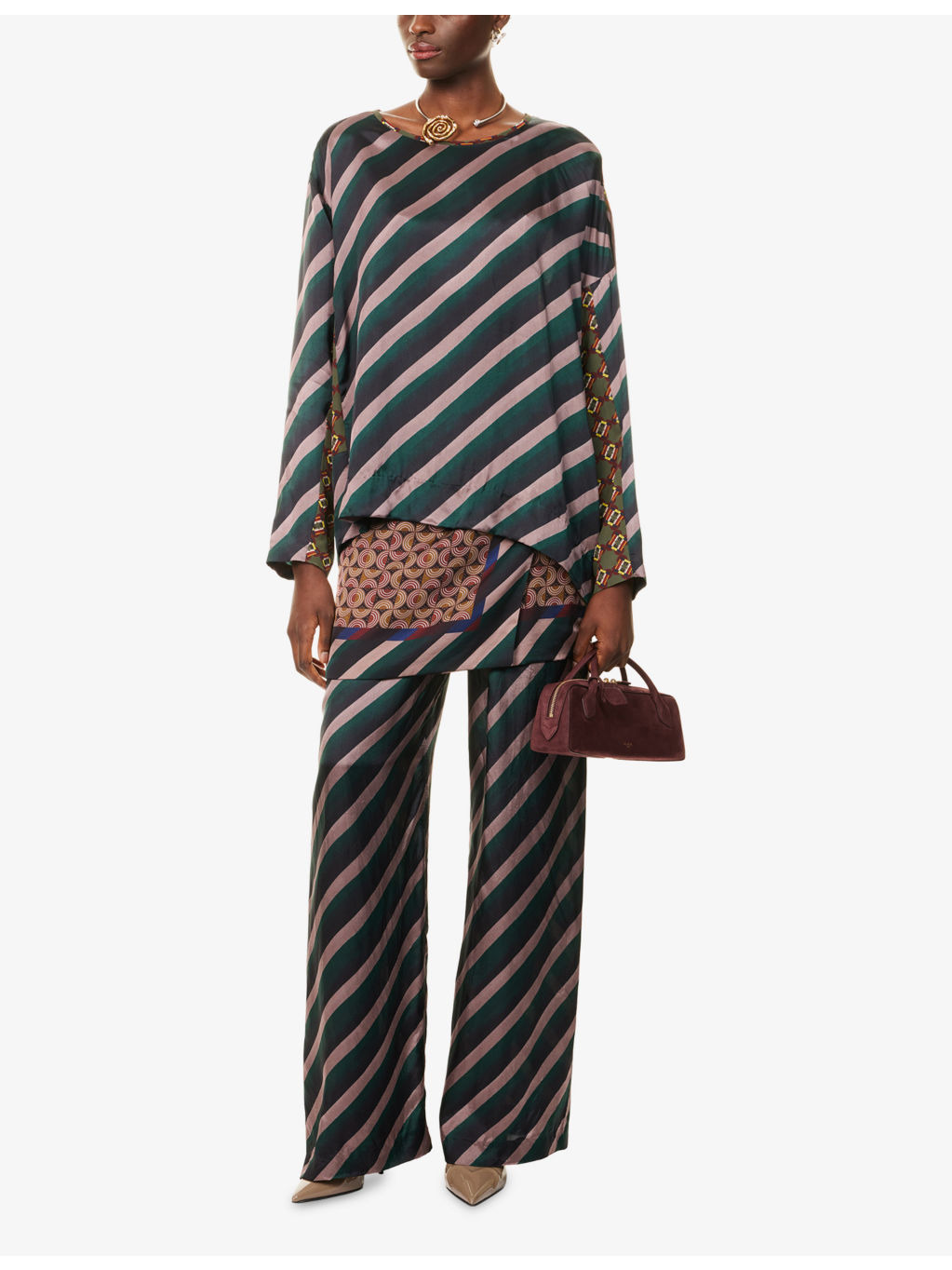 Striped Drawstring Woven Trousers - 2