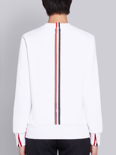 Thom Browne White Cotton Jersey Loopback Centerback Tricolor Interlock Stripe Long Sleeve Tee outlook