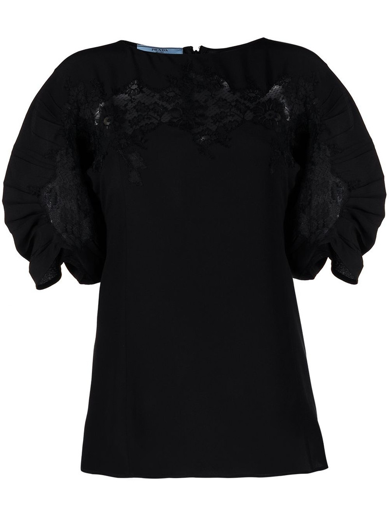 lace-panel silk blouse 1