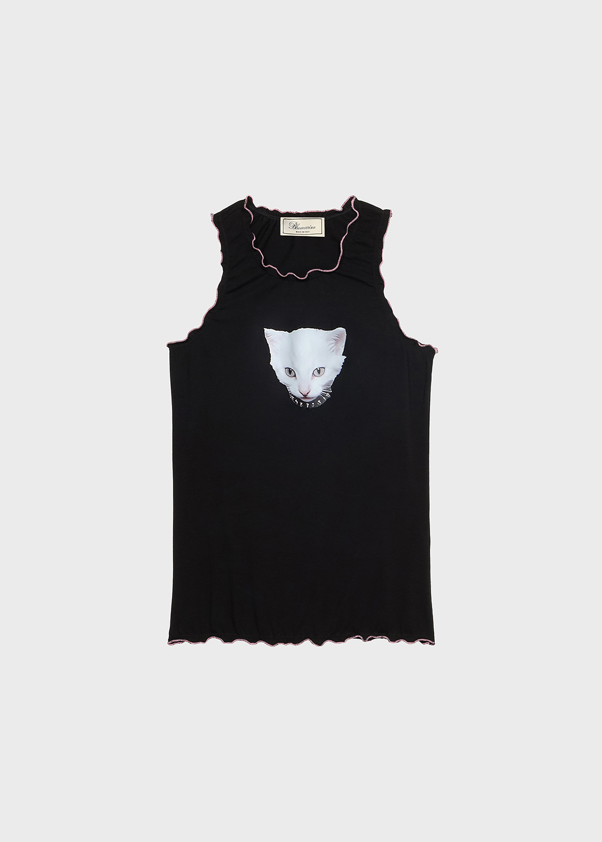 JERSEY TOP WITH KITTEN PRINT AND RUFFLES - 1