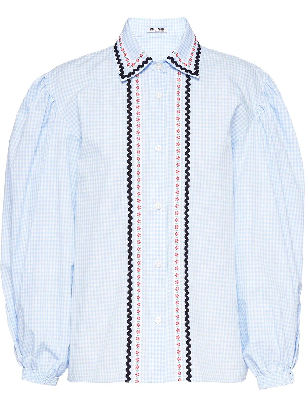 gingham embroidered shirt - 1