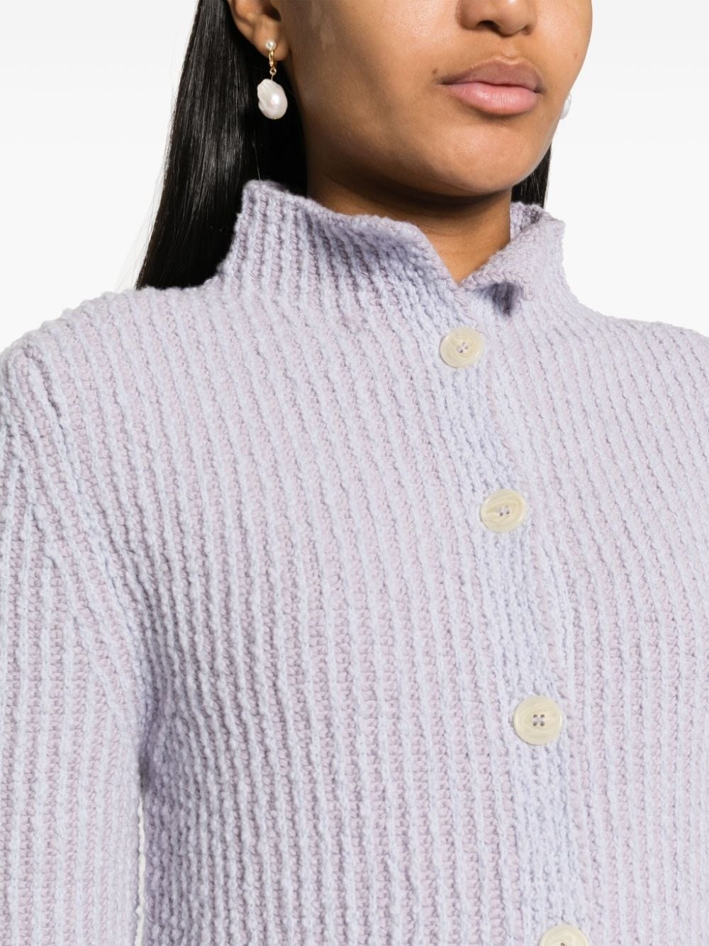 ribbed-knit wool blend cardigan - 5