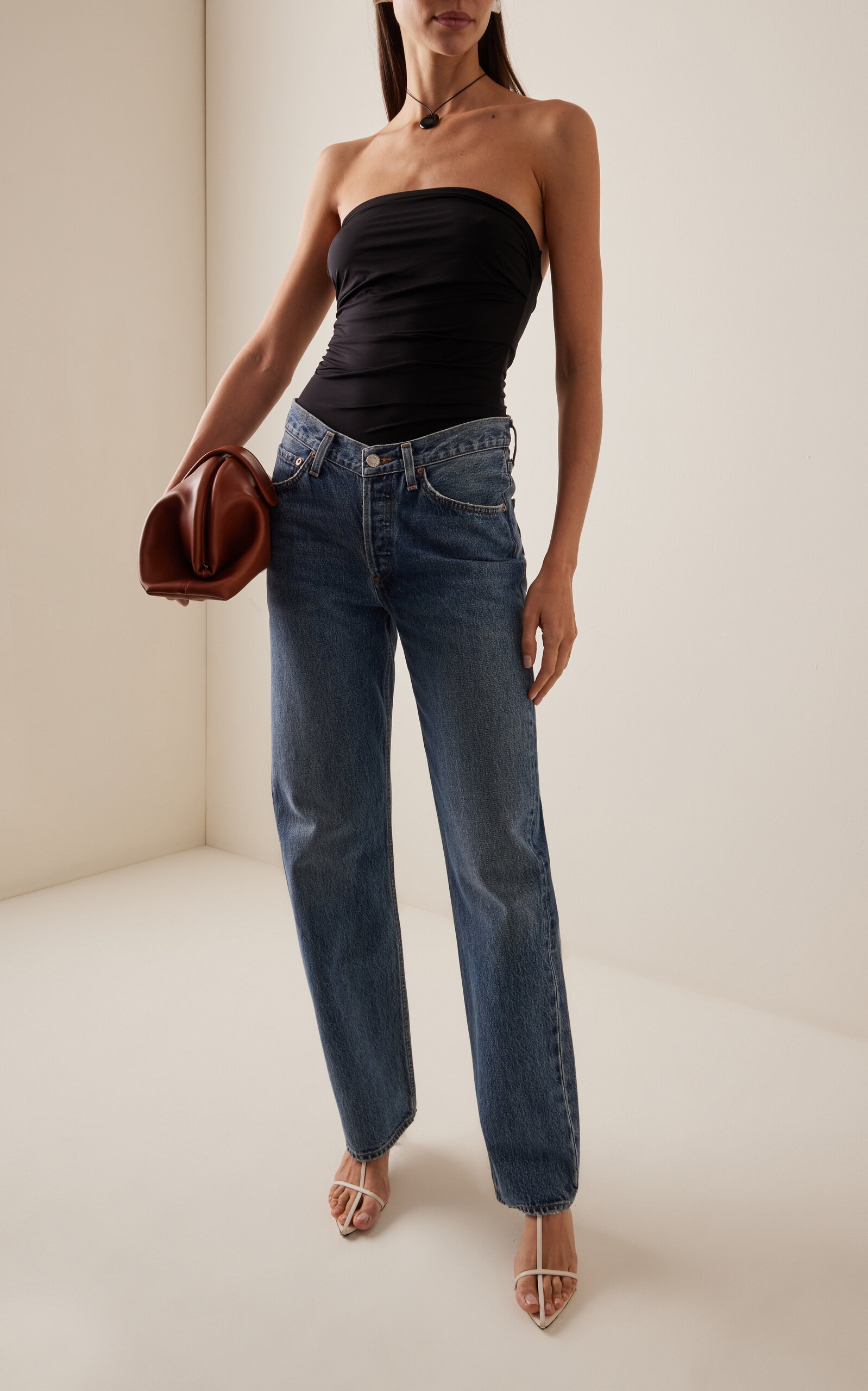 AGOLDE Kelly V-Waist Stretch High-Rise Straight-Leg Jeans