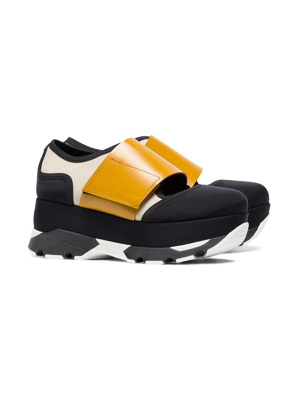 Black Yellow 65 neoprene platform sneakers - 2