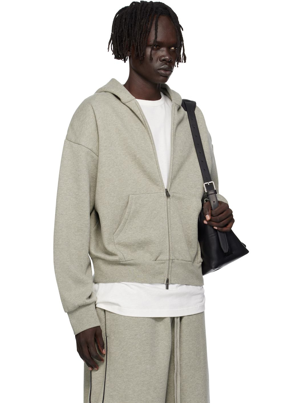Gray Classic Fit Fleece Zip-Up Hoodie - 2