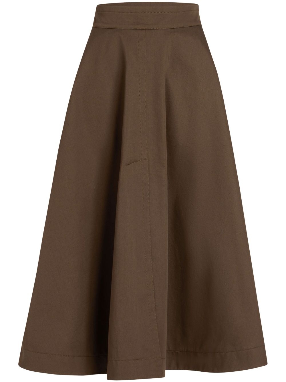 organic-cotton gabardine midi skirt - 1
