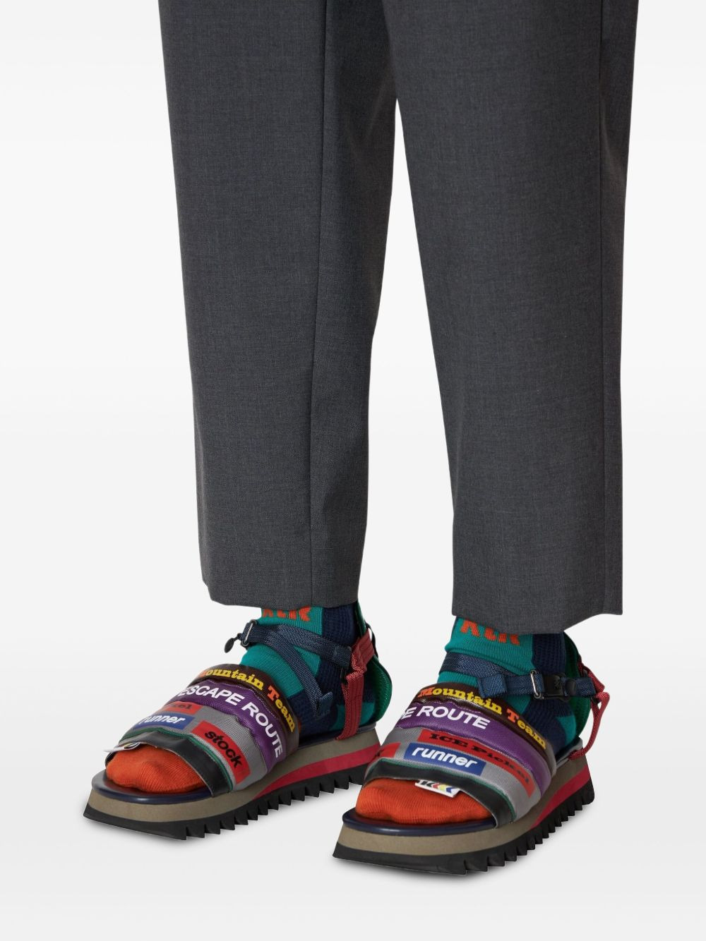 patchwork-panelled sandals - 5