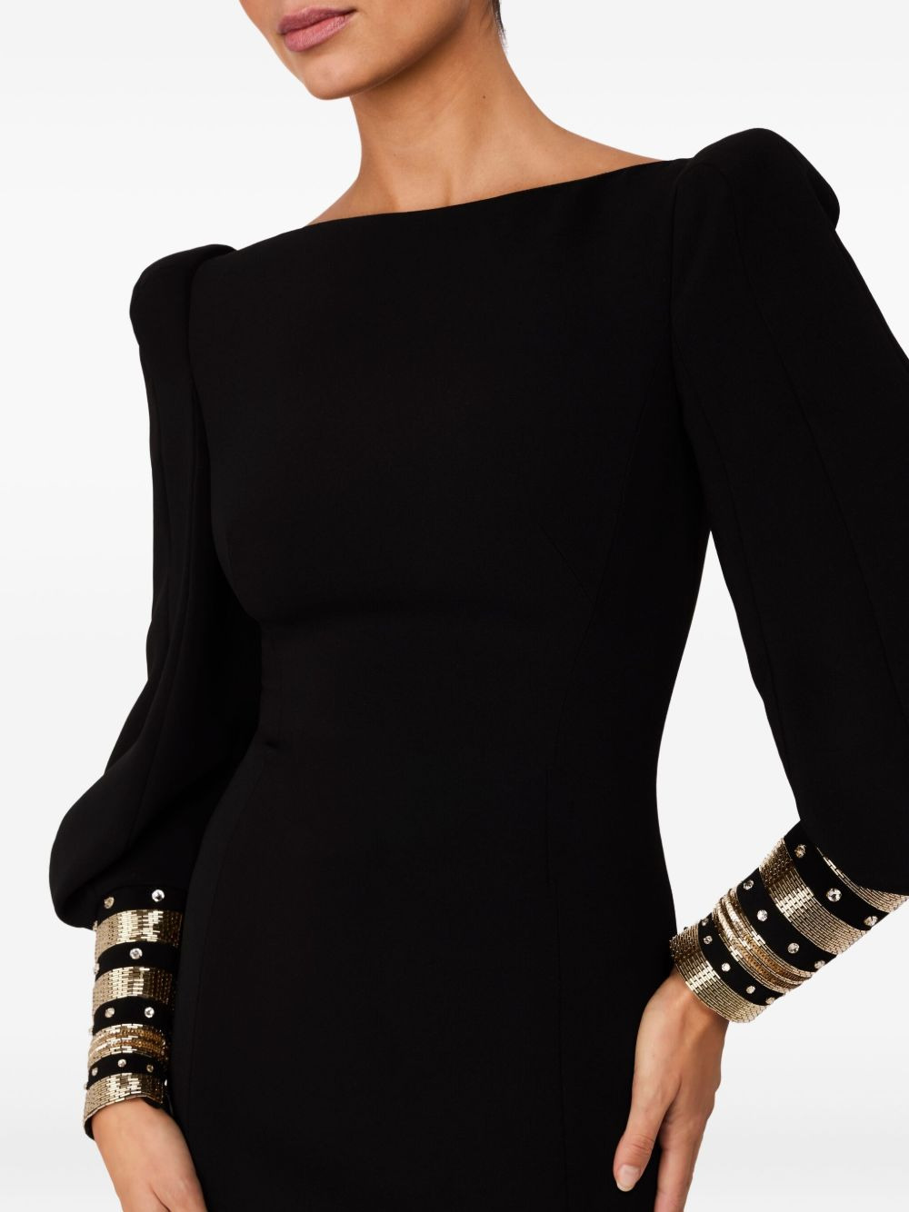 embellished-cuffs puff-sleeve maxi dress - 5