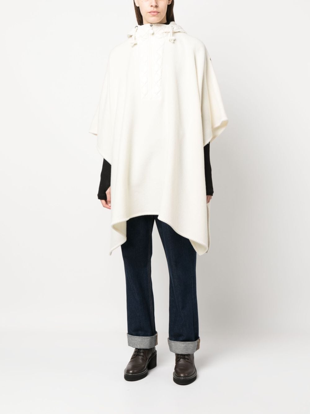 panelled hooded wool cape - 2