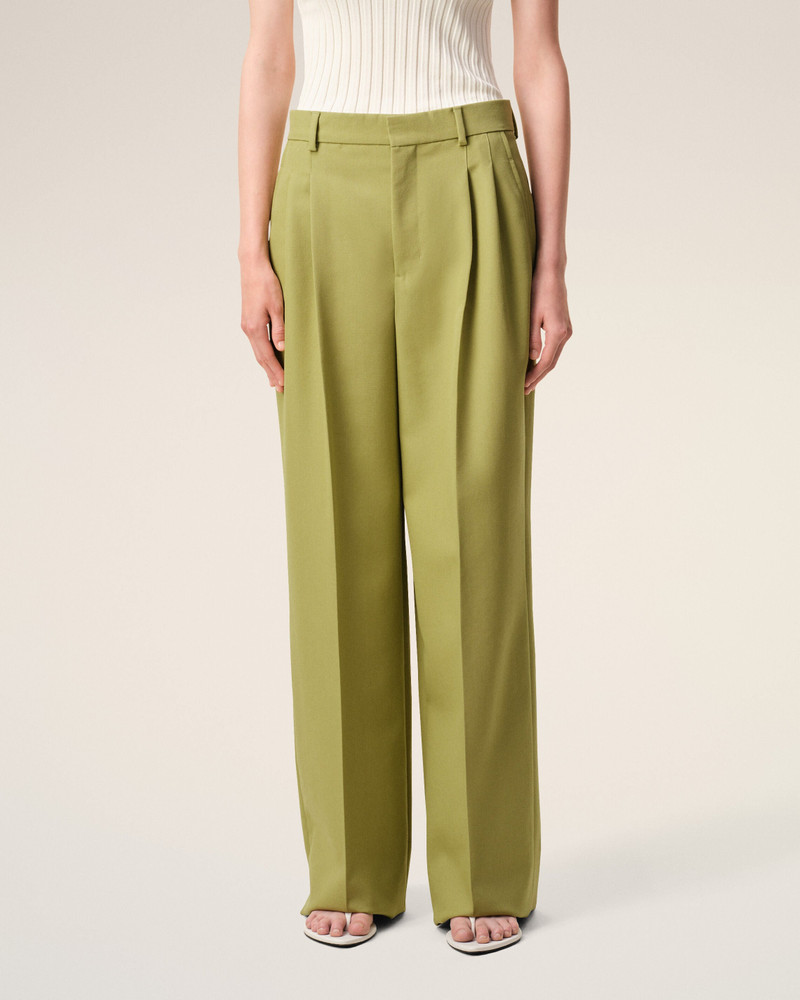 GREEN NEW WOOL LOW WAIST WIDE TROUSERS 3