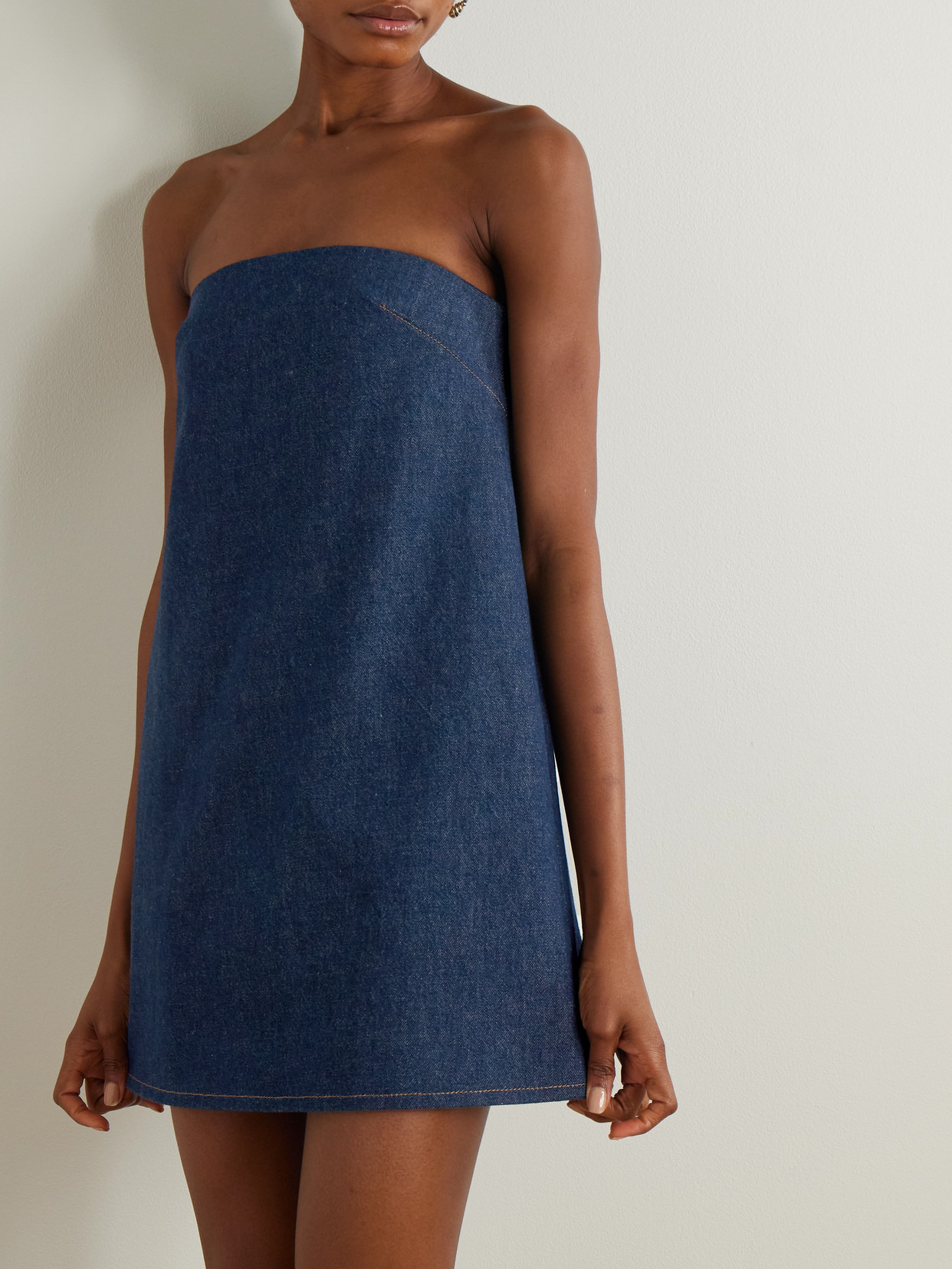 Strapless Denim Mini Dress - 4