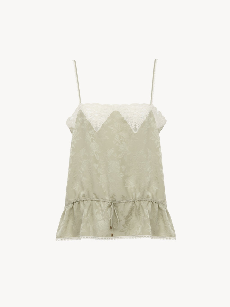 Chloé DRAWSTRING CAMISOLE TOP IN SILK JACQUARD & LACE outlook