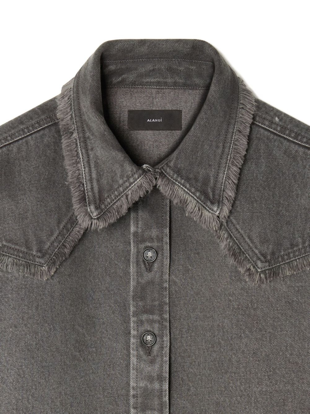 frayed-hem denim shirt - 5
