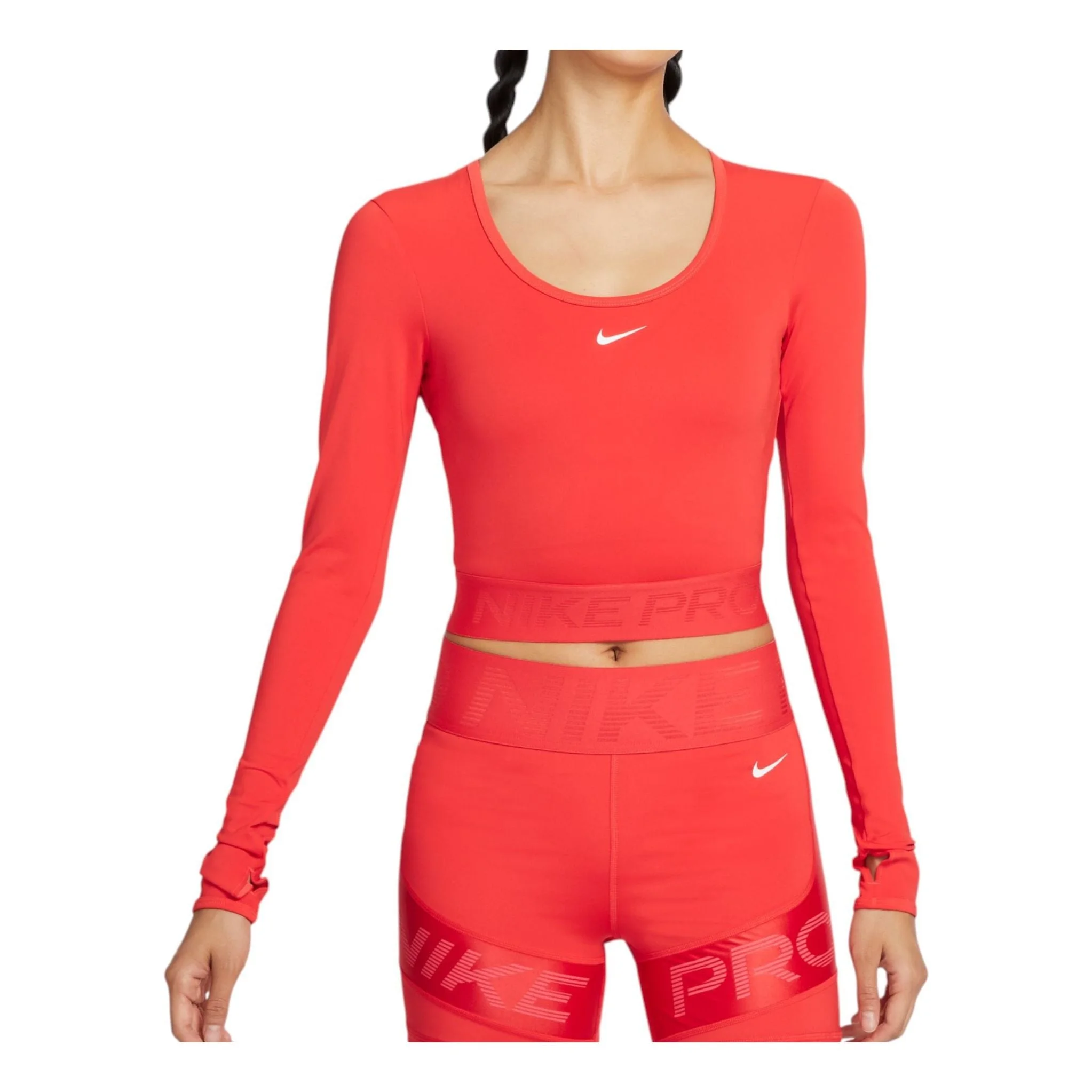 (WMNS) Nike Pro Dri-Fit Cropped Long-Sleeve Top 'Light Crimson' HV9993-633 - 1