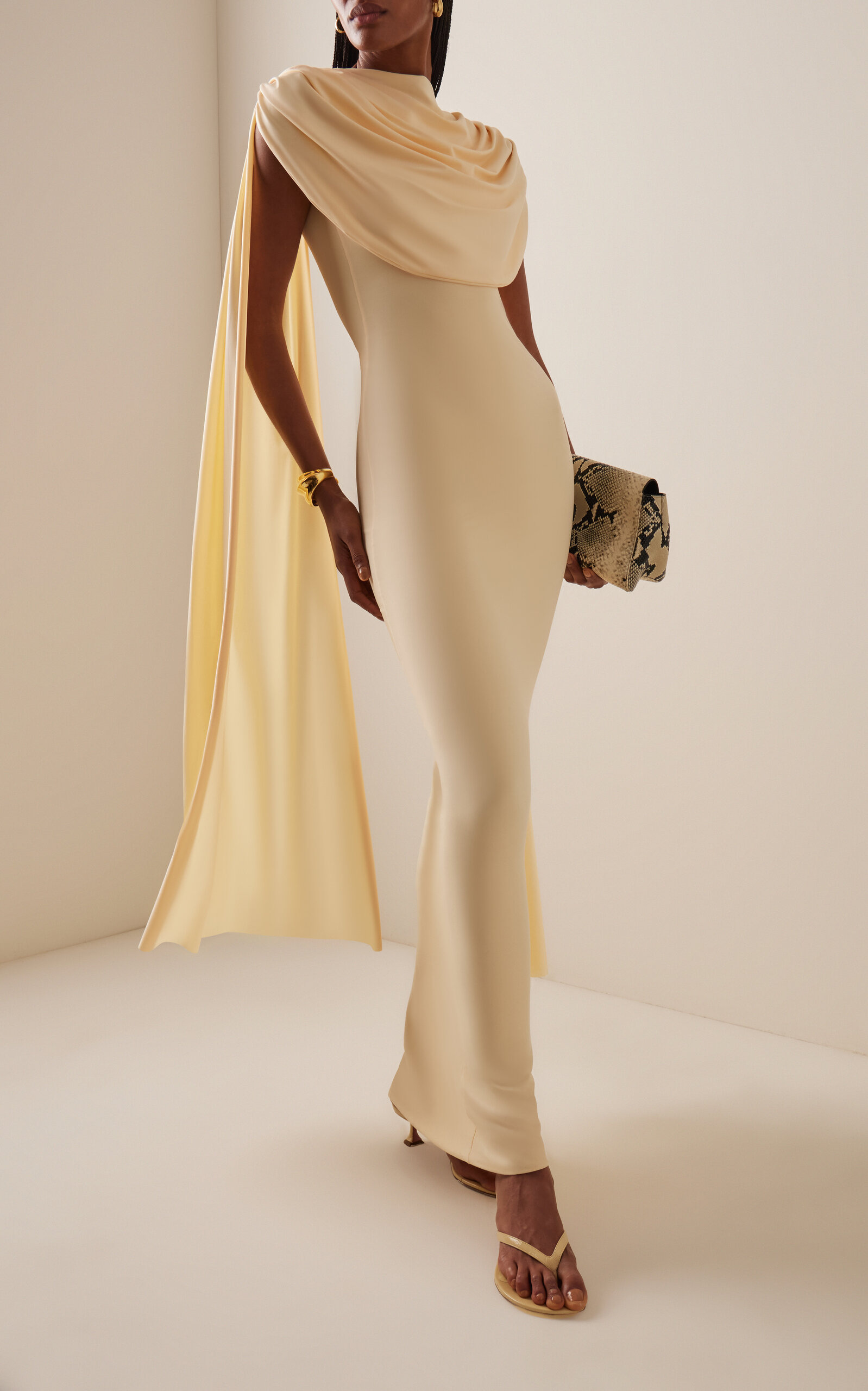 Batista Draped Jersey Maxi Dress ivory - 2