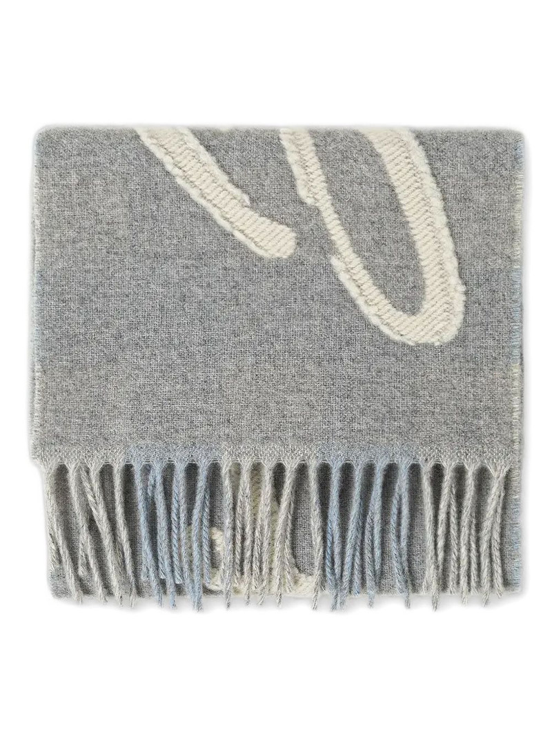 BOSS logo-embroidery fringed scarf outlook