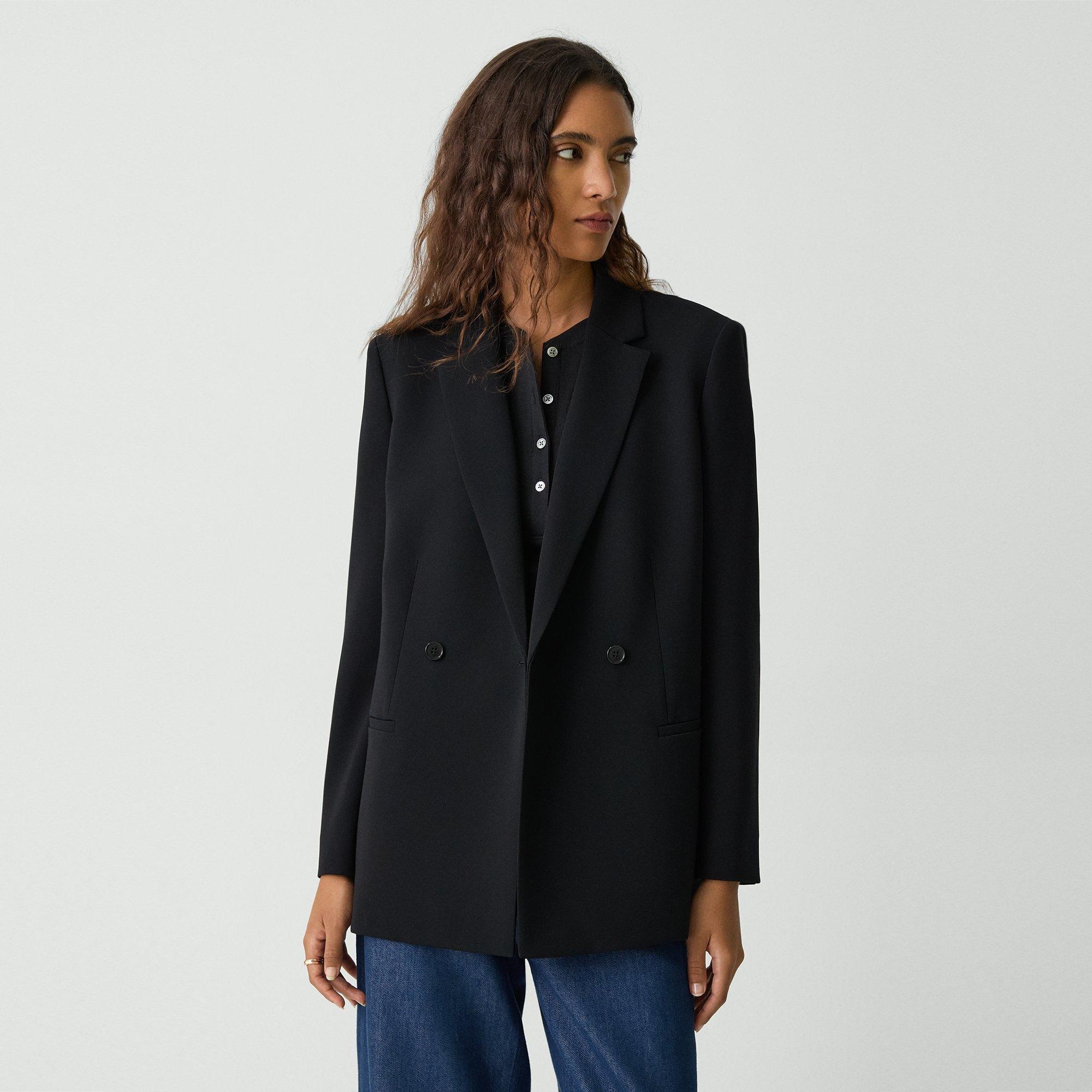 Relaxed Double-Breasted Blazer in Admiral Crepe - 2