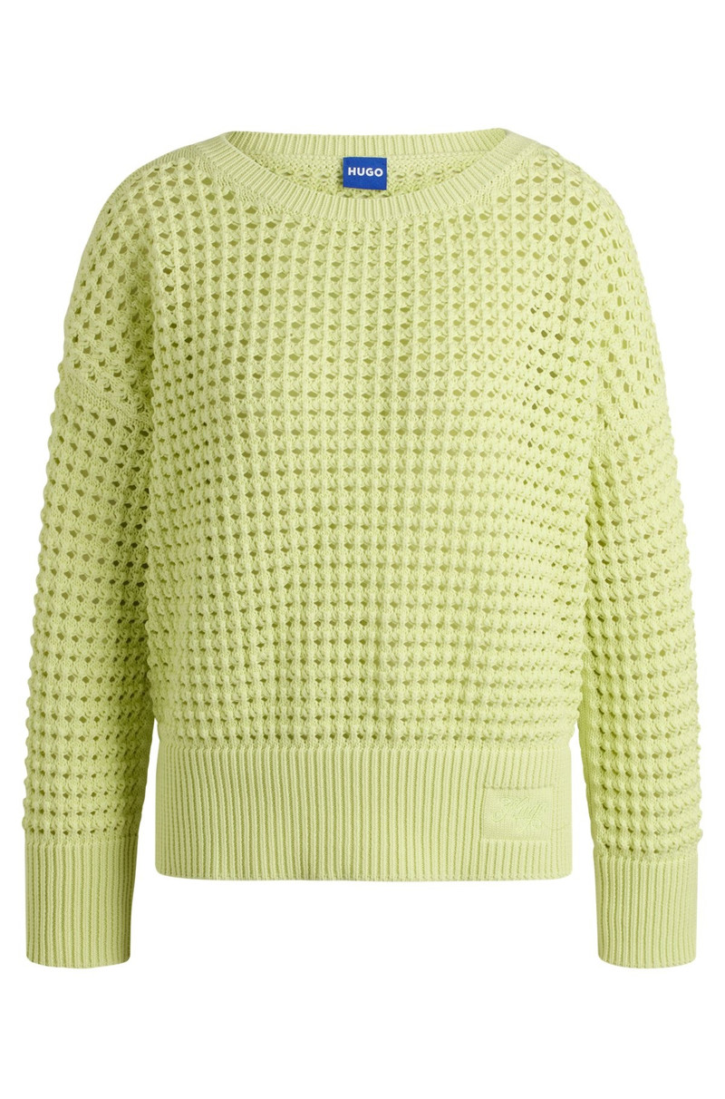 COTTON SWEATER WITH MESH KNIT 1