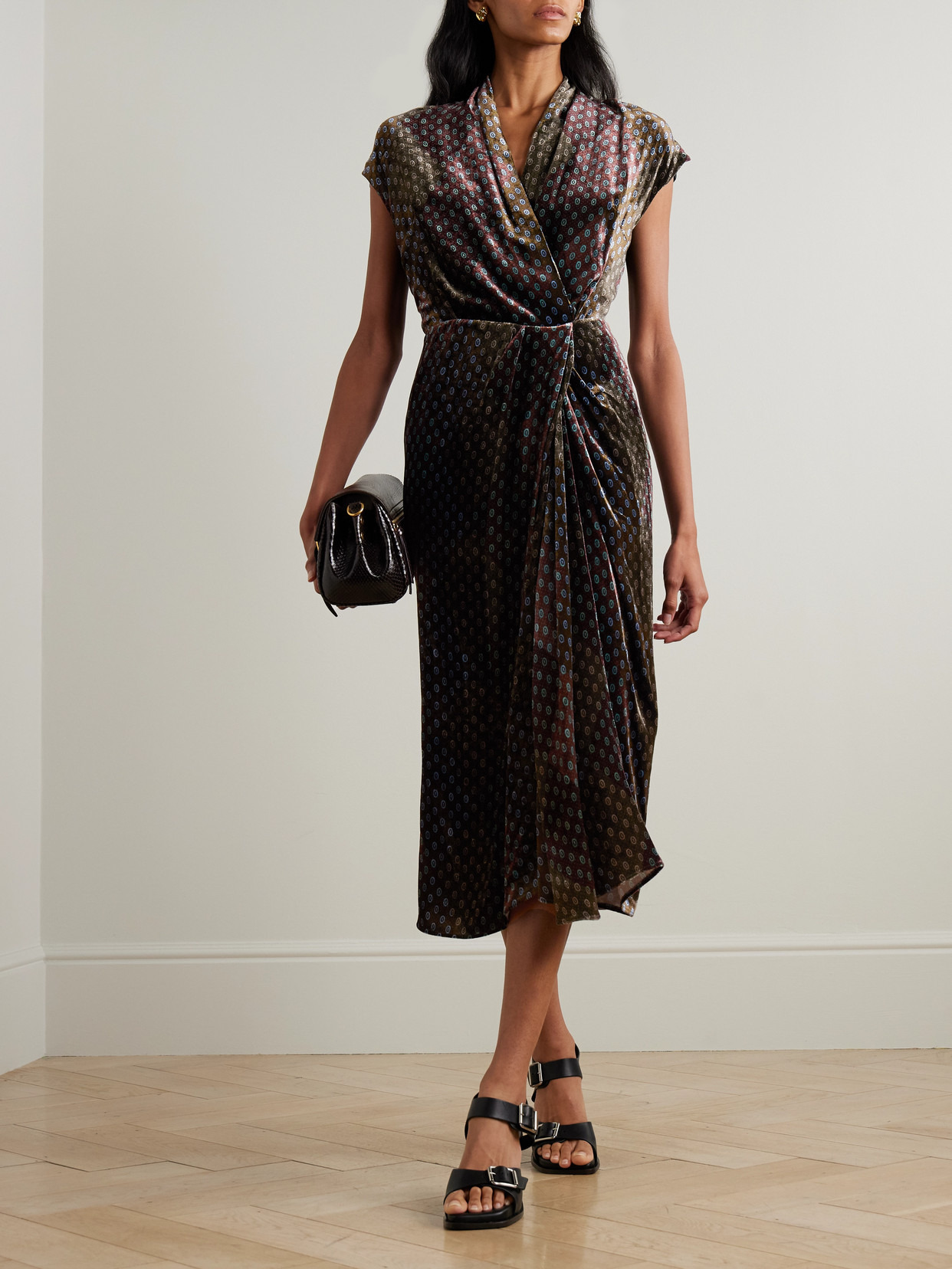 Printed Velvet Wrap-effect Midi Dress - 2