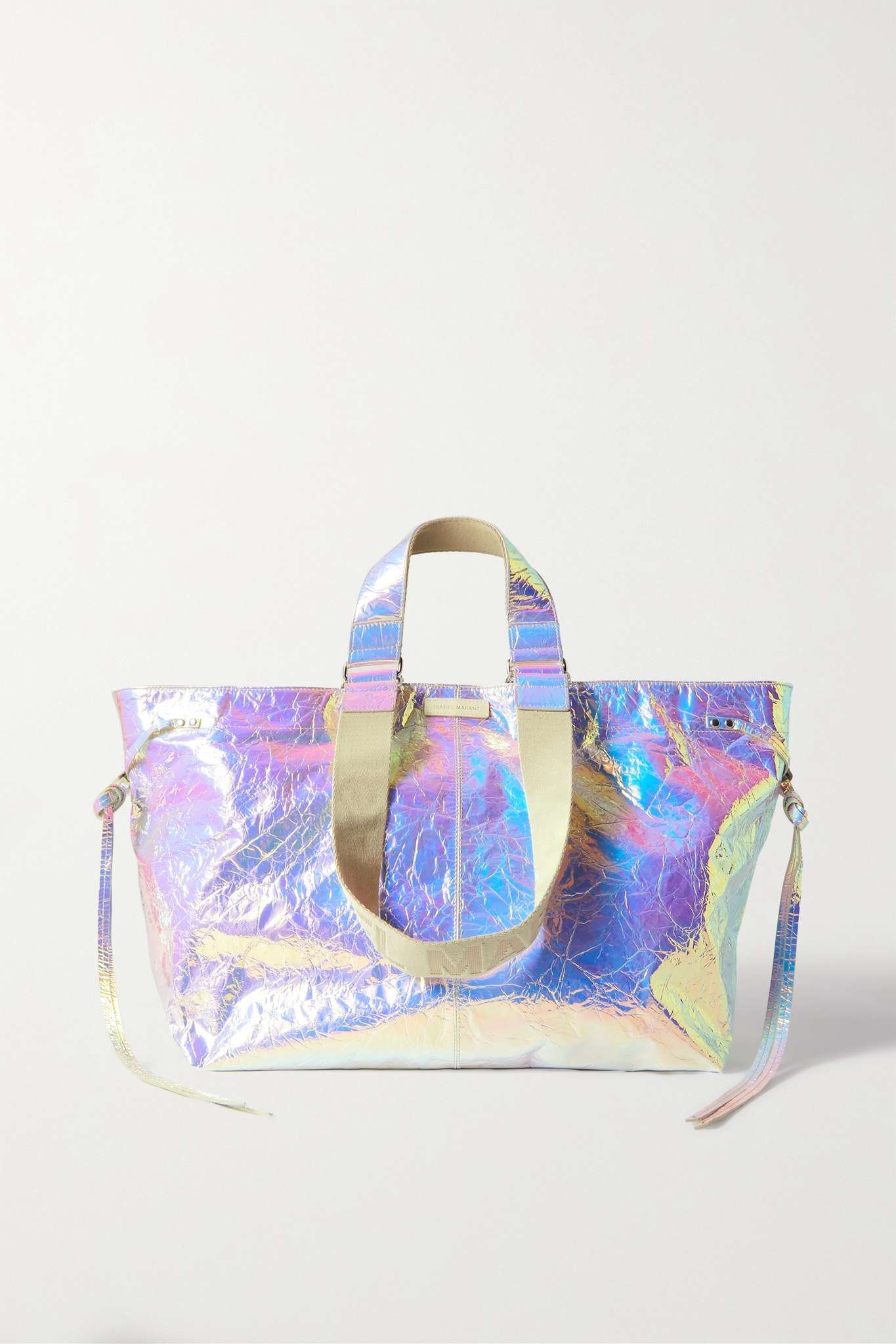 Wardy metallic crinkled patent-leather tote - 1