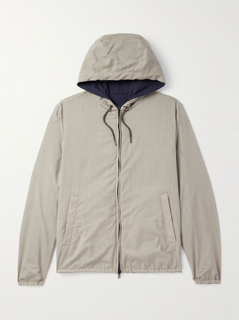 Reversible Virgin Wool and Silk-Blend and Shell Hooded Jacket Cream 1