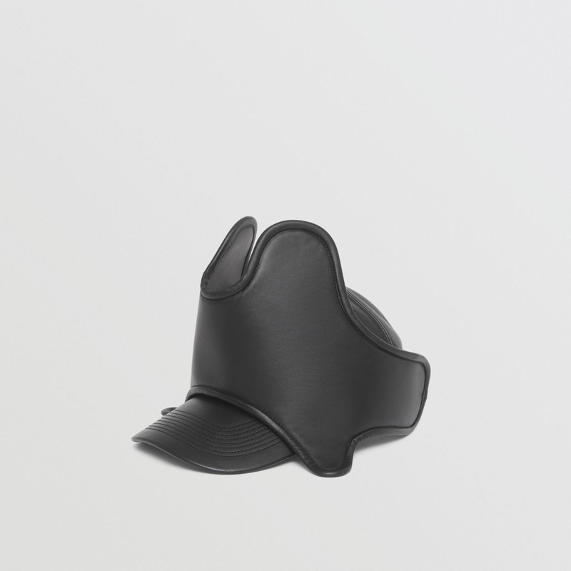 Panel Detail Lambskin Baseball Cap 6