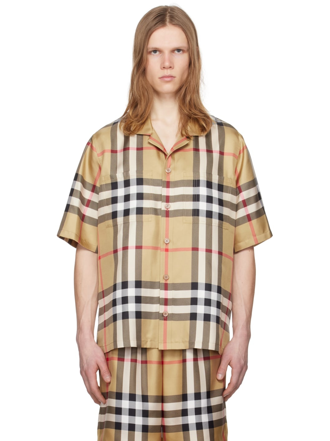 Beige Check Shirt - 1