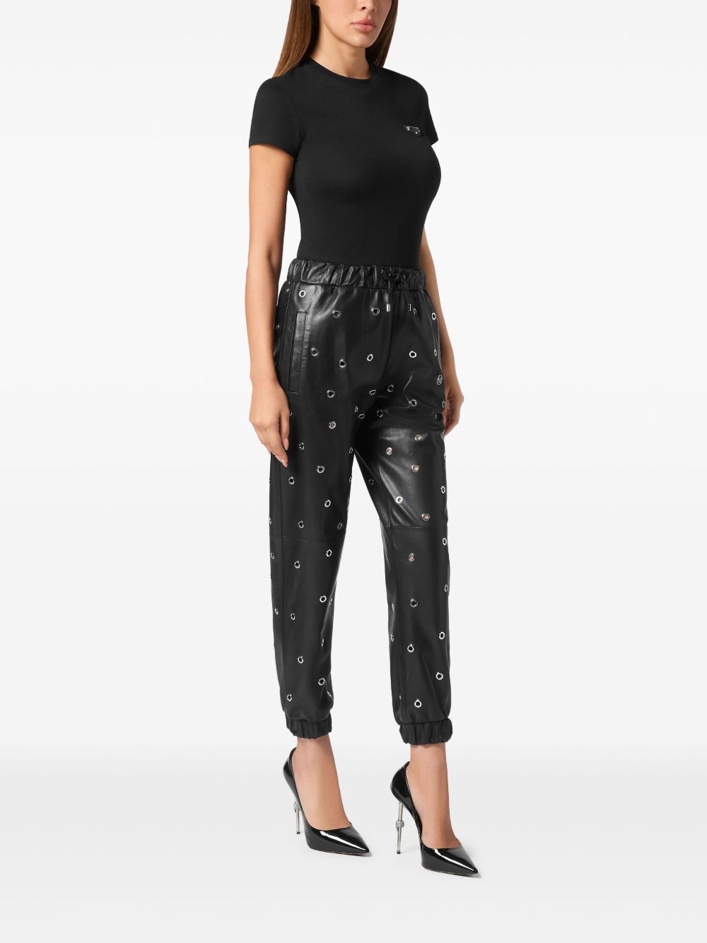 Eyelet leather trousers - 2