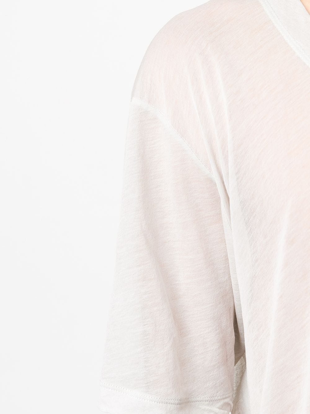 round neck sheer T-shirt - 5