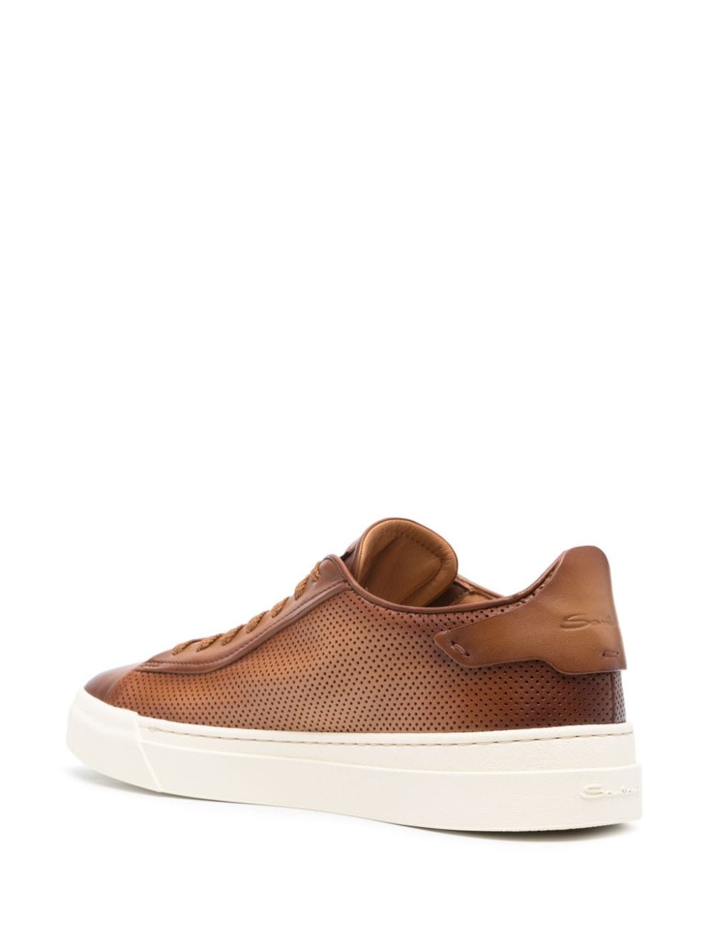 perforated-design leather sneakers - 3