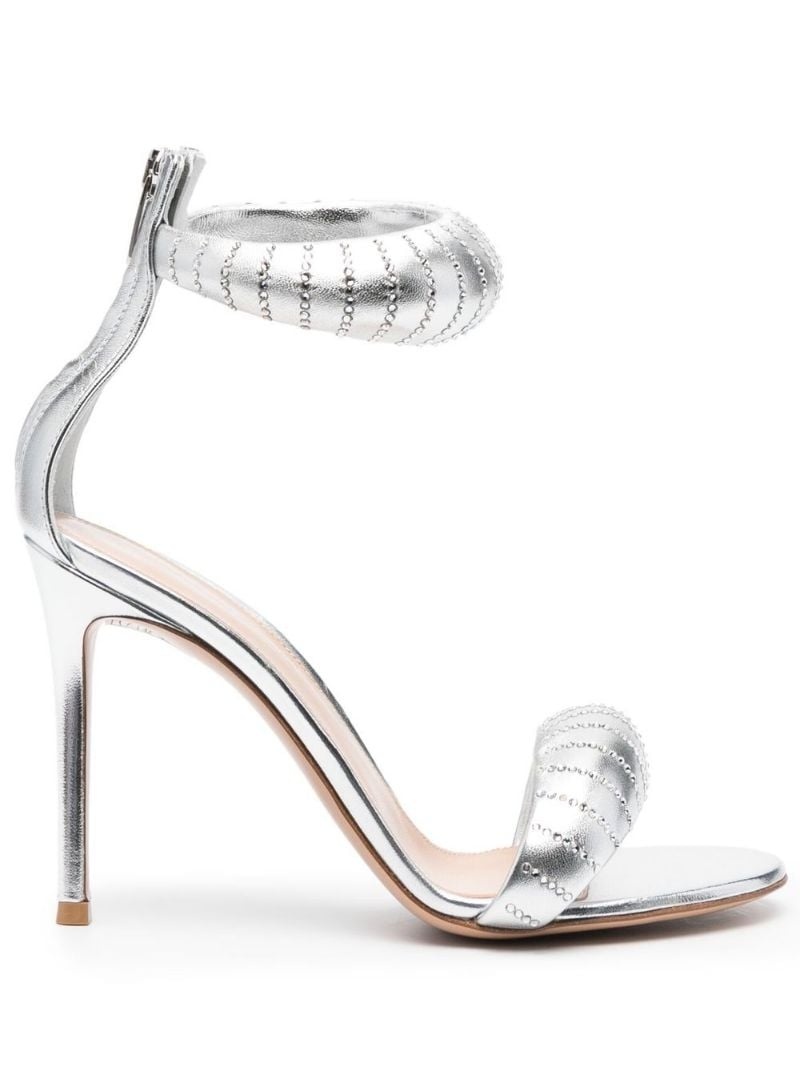 crystal-embellished metallic sandals - 1