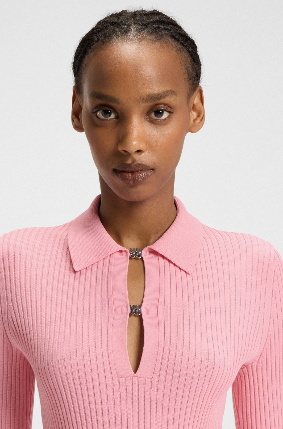 KNIT POLO WITH STACKED-LOGO PLACKET CLOSURES - 5