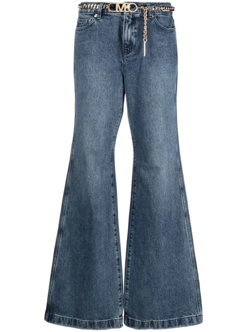 belted high-rise flared jeans 1