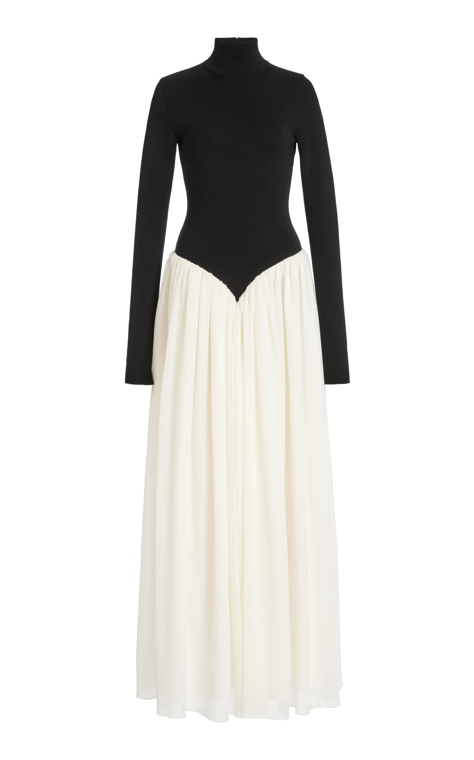 Wool Gauze Maxi Dress black/white - 1