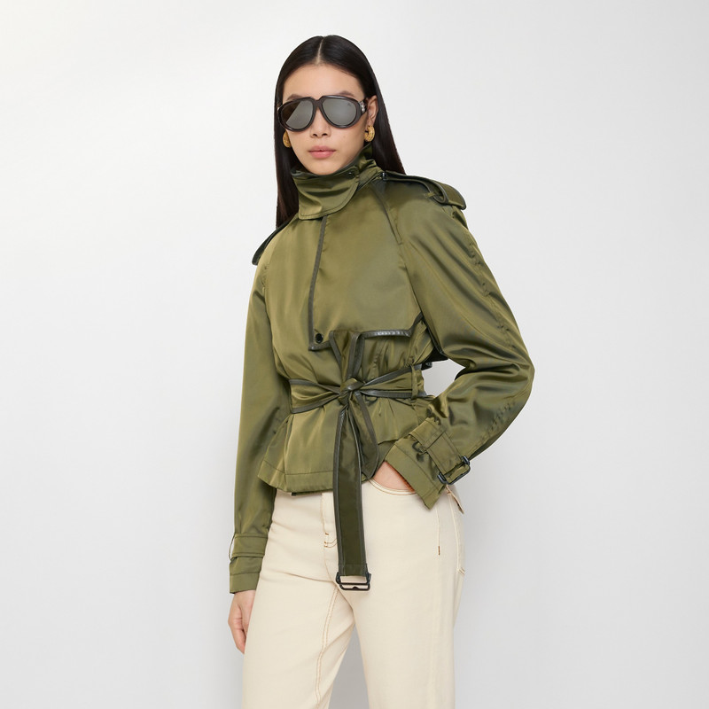 Short Nylon Blend Trench Coat 4