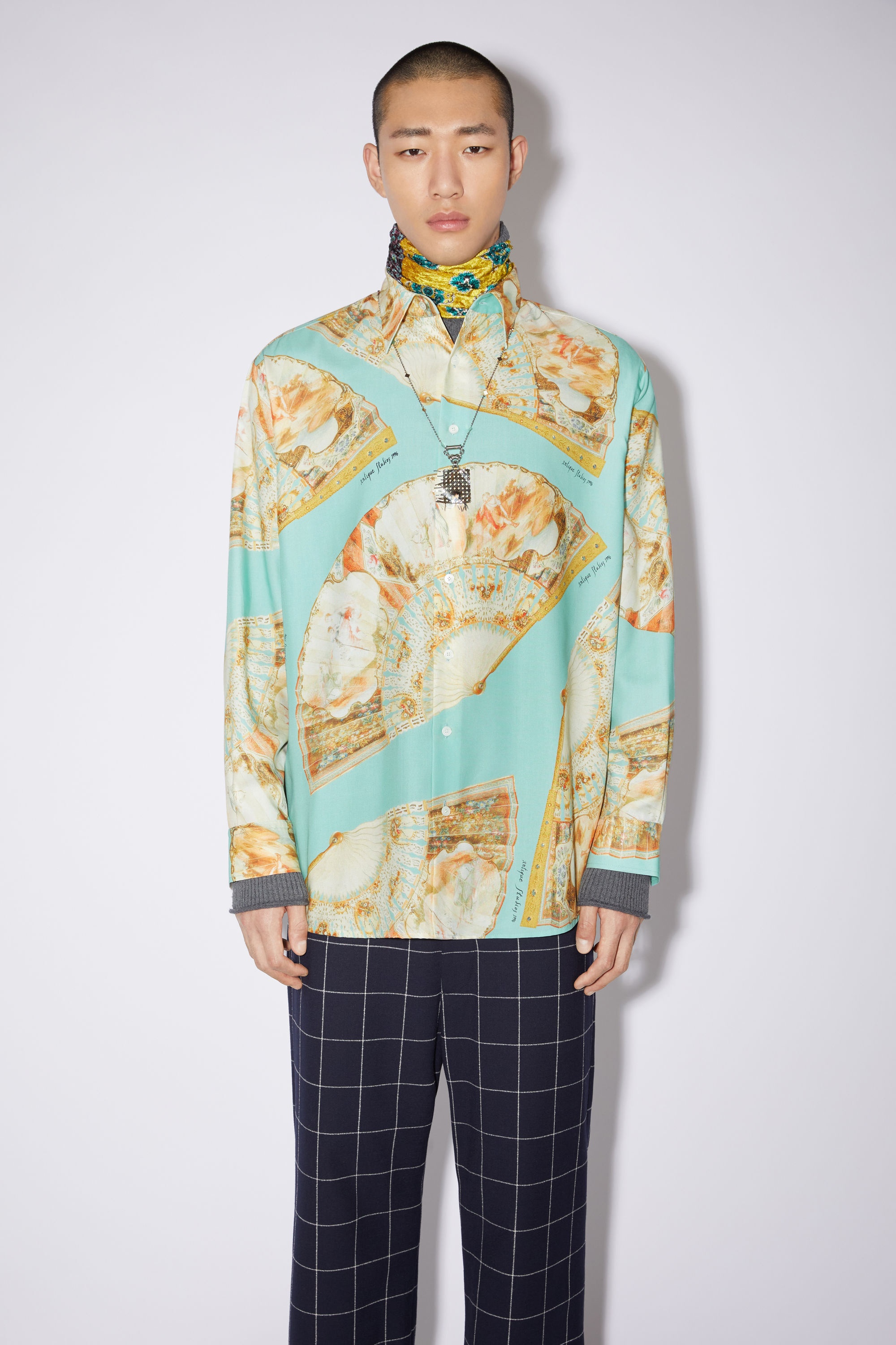 Fan print shirt - Mint green - 2