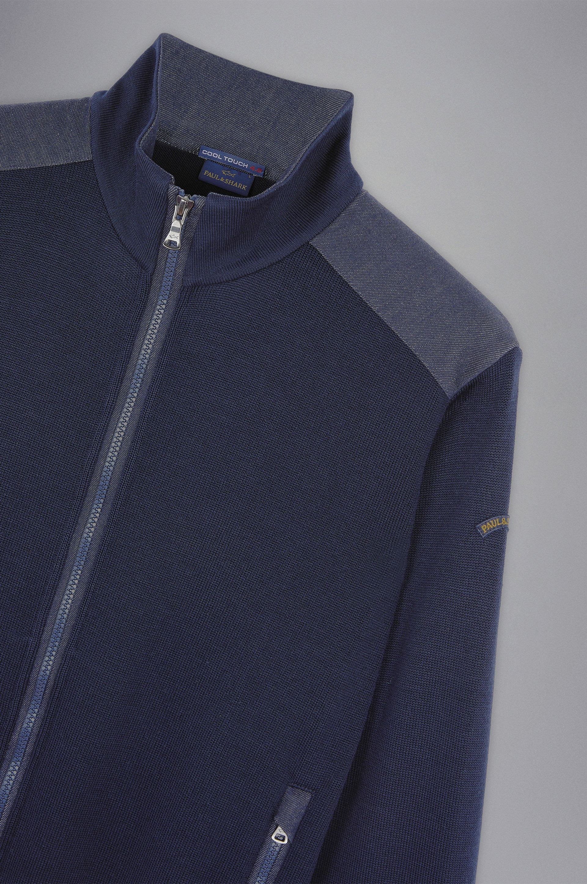 WOOL SWEATER WITH DENIM INSERTS - 5
