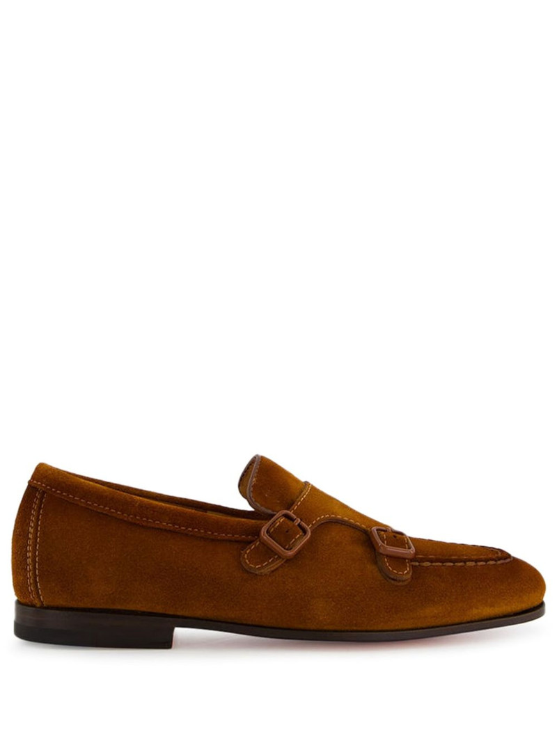 double-buckle suede loafers 1