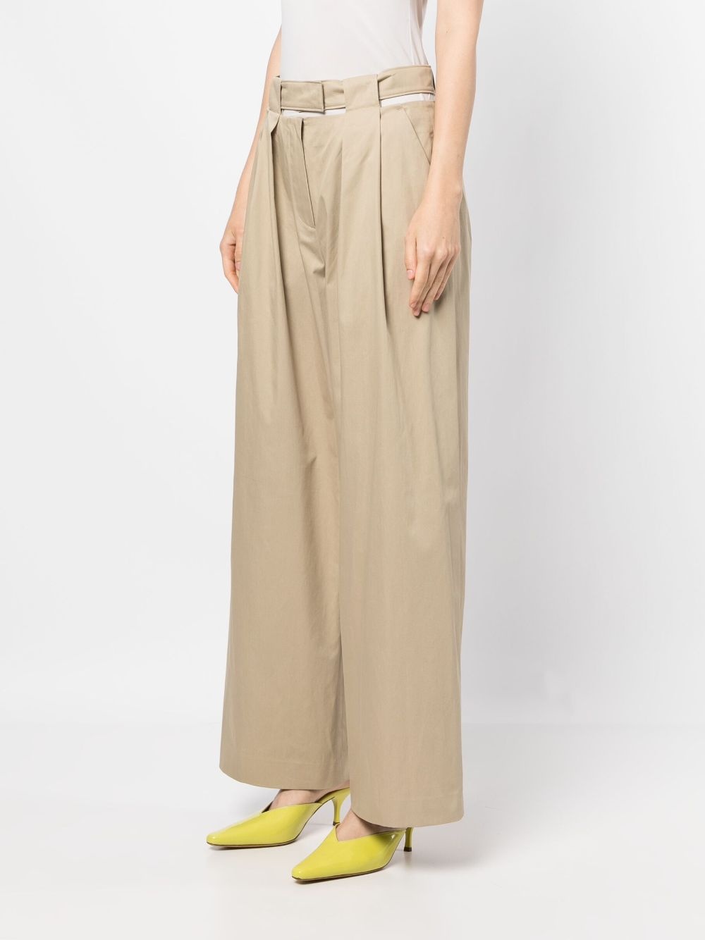cut-out pleated palazzo pants - 3
