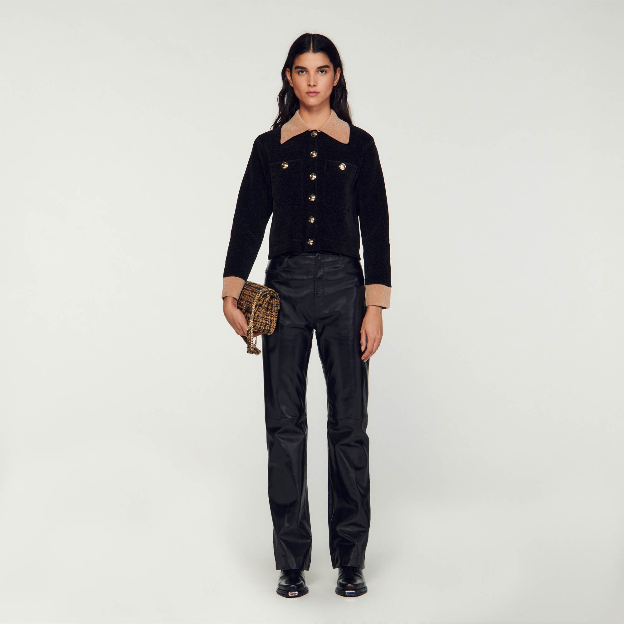 CROPPED VELOUR KNIT COATIGAN - 2