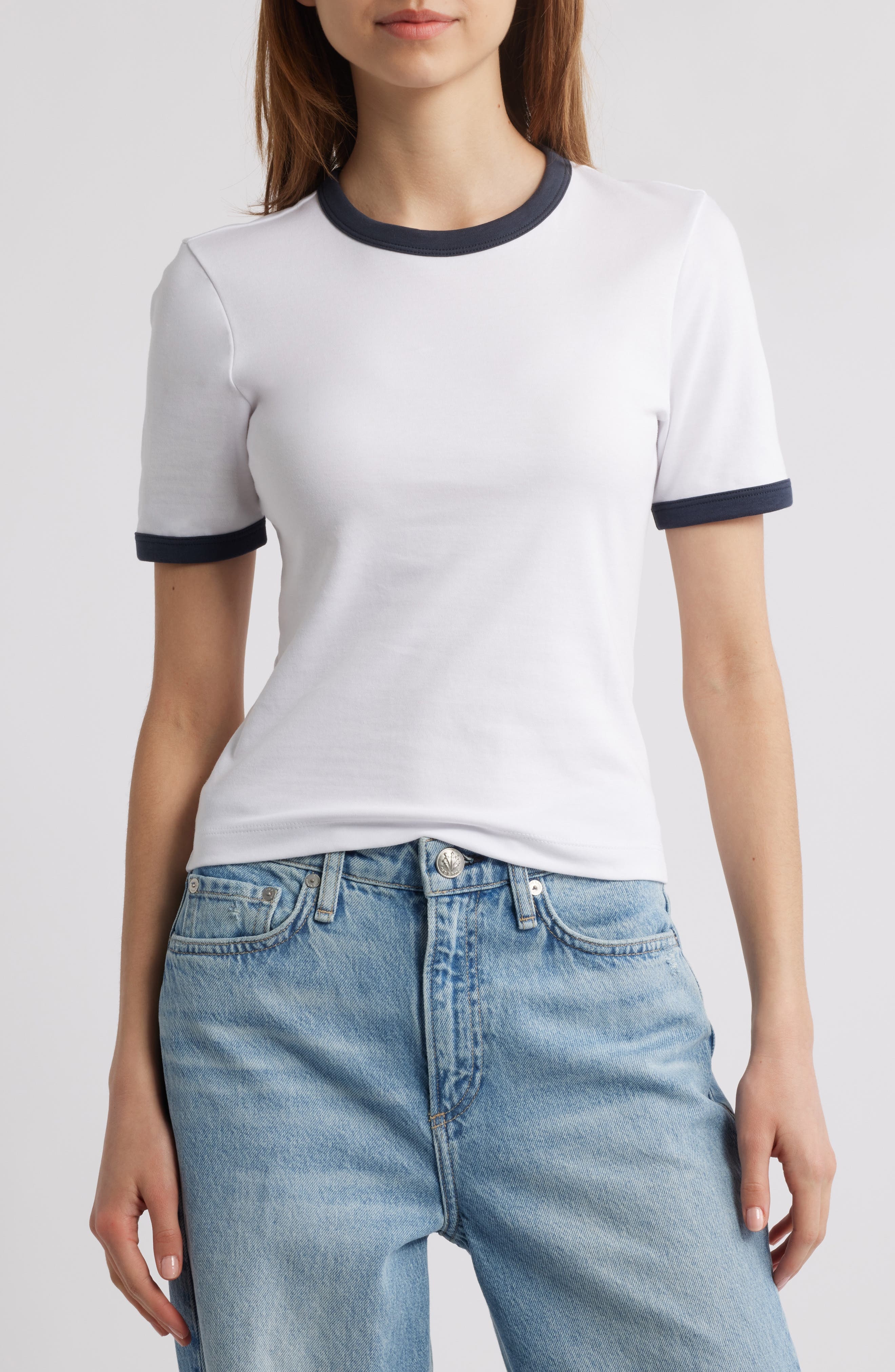 rag & bone Mia Cotton Ringer T-Shirt in White Multi at Nordstrom - 1