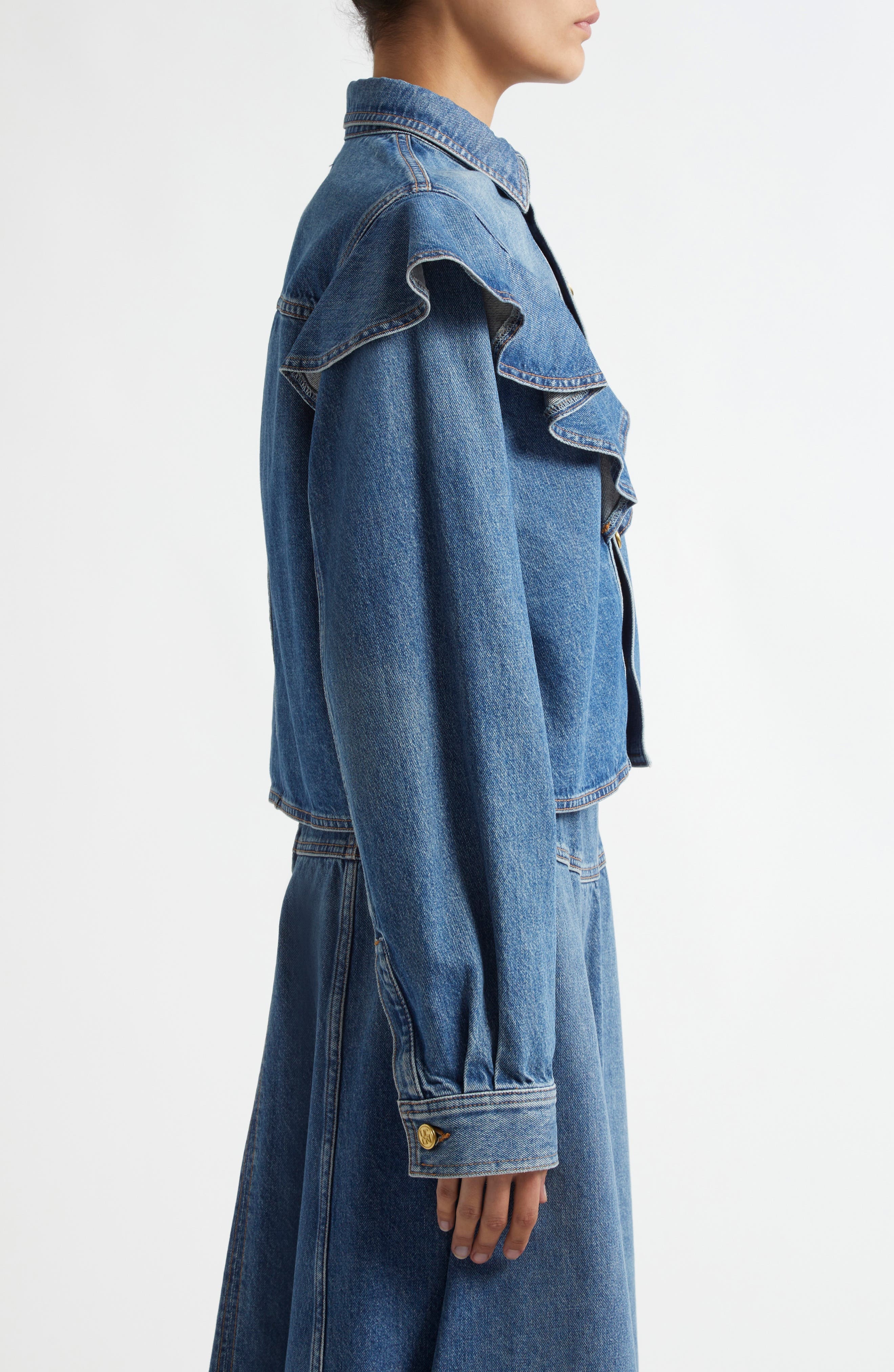 Ulla Johnson The Mathilde Denim Button-Up Shirt in Danube at Nordstrom - 4