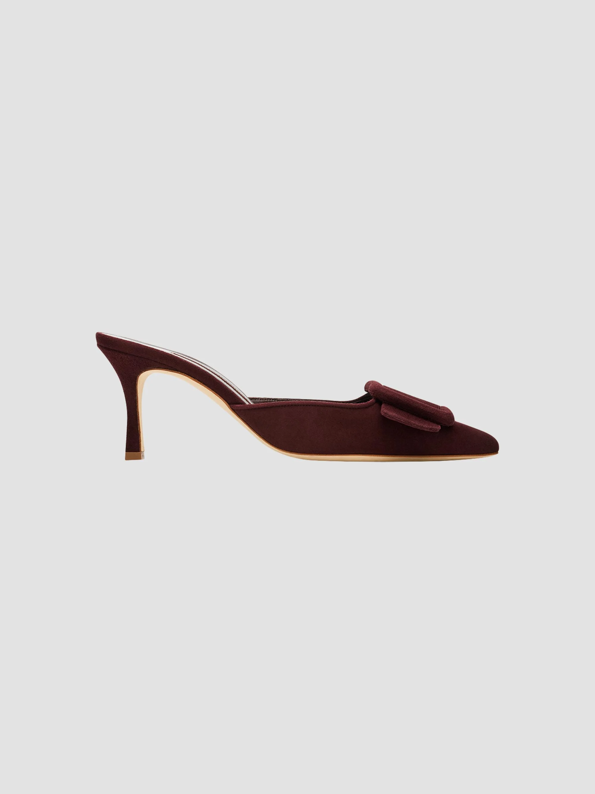 Women's Maysale Buckle 70MM Suede Mules - Dark Red - 1