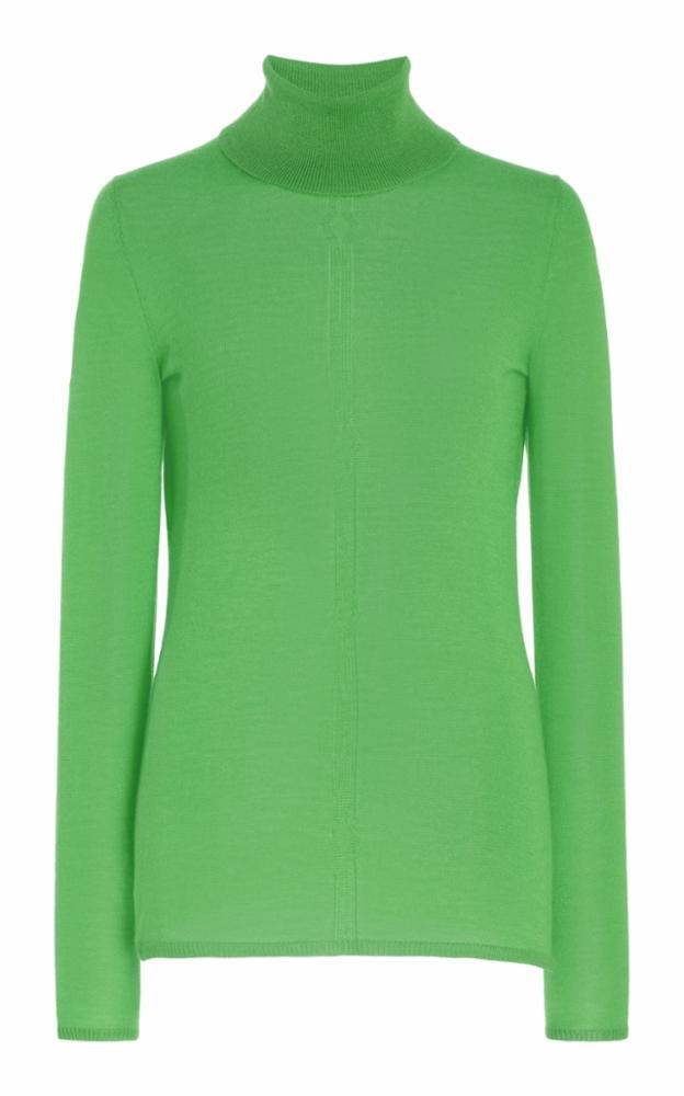 Steinem Turtleneck in Fluorescent Green Silk Cashmere - 1